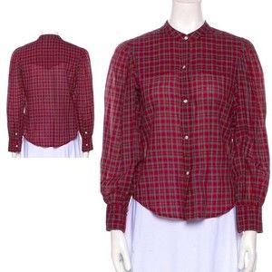 Nili Lotan Plaid Button Down Blouse